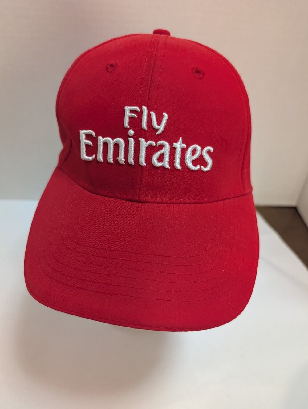 Fly Emirates Red Baseball Cap Hat Adjustable Strap 100% Polyester Made in China